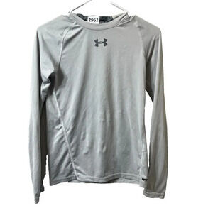 Under Armour Youth Gray Activewear Top Large Heatgear Upf 30+ Long Sleeve
